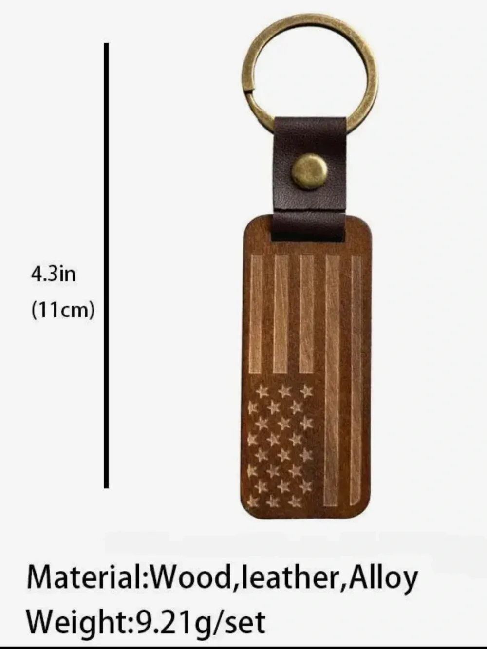 World's Best Dad Wooden Keychain with Brown Leather Accent 4.3 inches NIP